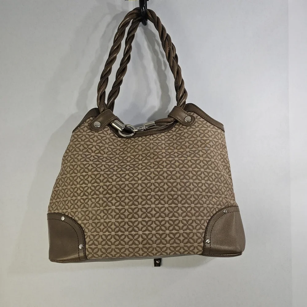 Relic Faux Leather Handbag Twisted Straps Brown Tan Womens Purse NEW W/TAG